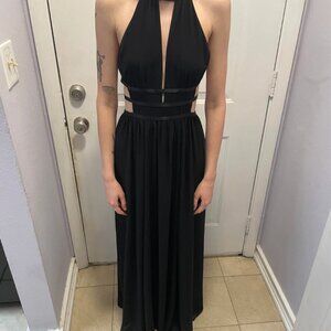 Women Express V-Neck Sleeveless Maxi Dress in Black Size Small